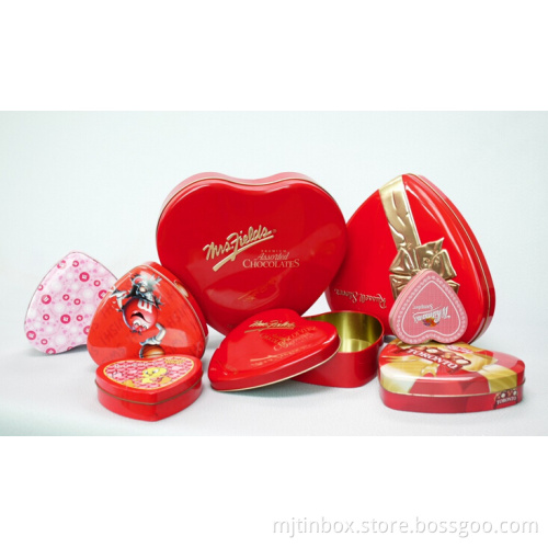 heart tin box, chocolate tin box, holiday tin box